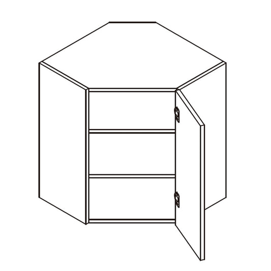Domain Cabinets WDC2442-GSO-UN Impression 24" x 42" With 1 Door and 2 Shelves Rustic Oak Wooden Wall Diagonal Corner Cabinet