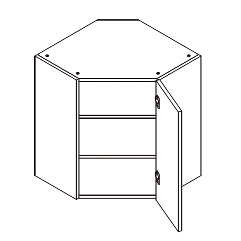 Domain Cabinets WDC2442-PRO-UN Pacific 24" x 42" With 1 Door and 2 Shelves Rustic Oak Wooden Wall Diagonal Corner Cabinet