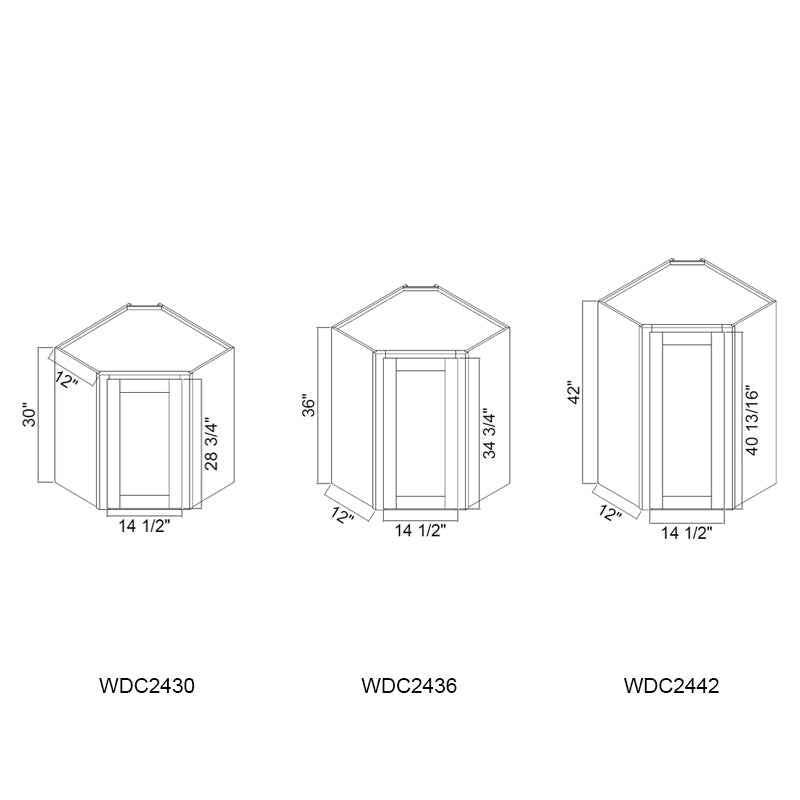 Domain Cabinets WDC2442-SWS-NG Supreme 24" x 42" With 1 Door and 2 Shelves White Wooden Wall Diagonal Corner Cabinet