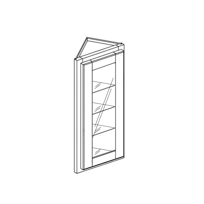 Domain Cabinets WED36-MAW-IN Malibu 12" x 36" With 1 Glass Door and 3 Shelves Antique White Wooden Wall End Angled Cabinet
