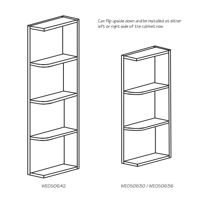Domain Cabinets WEOS0630-CHB-BC Charcoal 6" x 30" With 2 Shelves Black Wooden Open End Shelf