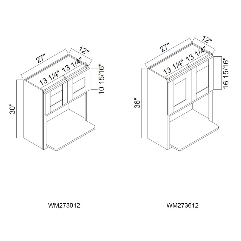 Domain Cabinets WM274212-EGS-NG Elegant Shaker 27" x 42" With 2 Doors Gray Wooden Wall Microwave Cabinet