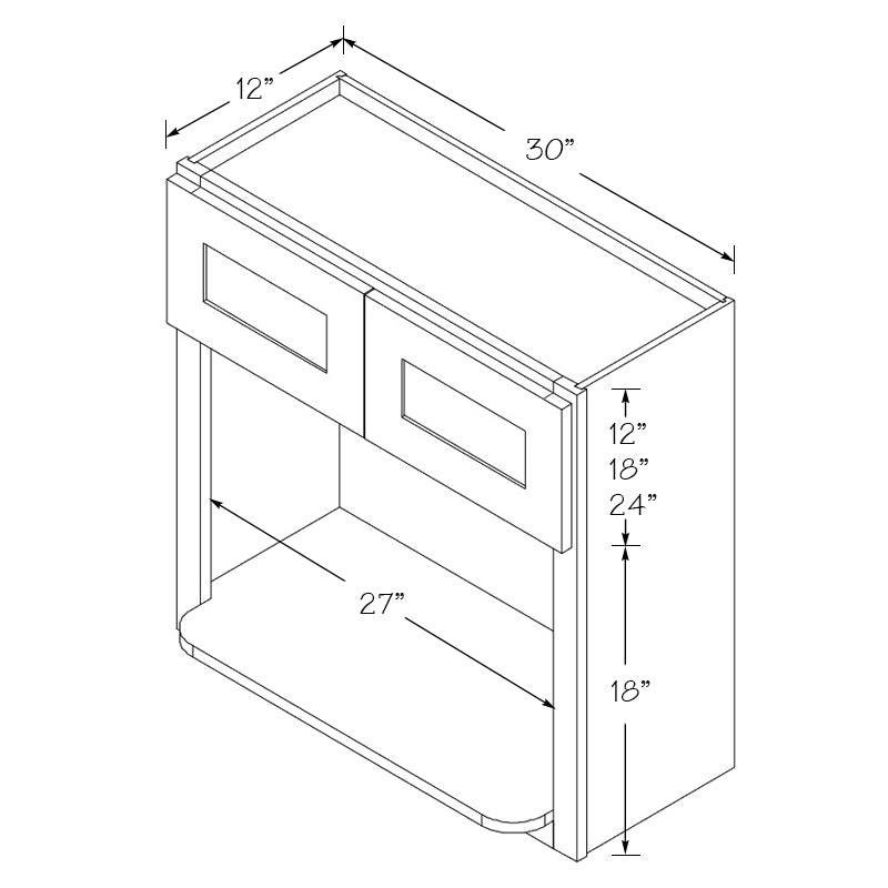 Domain Cabinets WMC3036-KWS-BC Kingston 30" x 36" With 2 Doors White Wooden Wall Microwave Cabinet