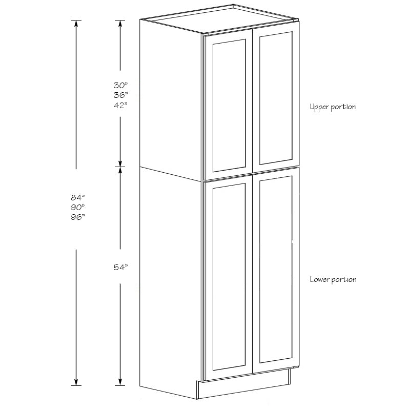 Domain Cabinets WP3090-MGS-IN Malibu 30" x 90" With 4 Doors and 6 Shelves Gray Wooden Double Pantry Cabinet