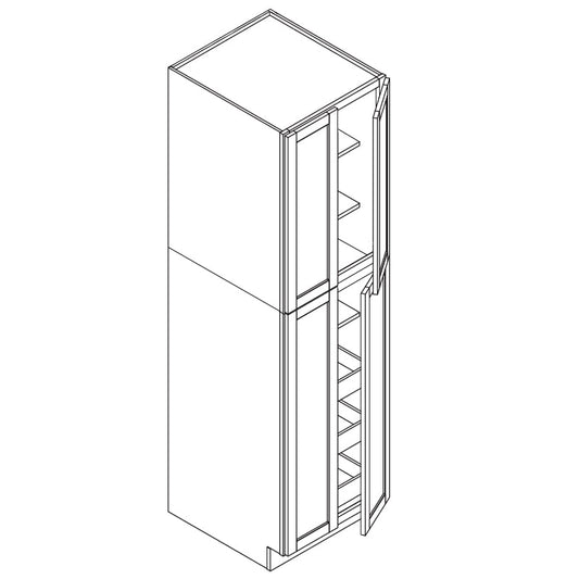 Domain Cabinets WP3096-MGS-IN Malibu 30" x 96" With 4 Doors and 6 Shelves Gray Wooden Double Pantry Cabinet