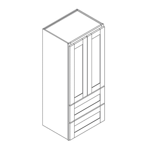 Domain Cabinets WPDC246018-VAS-NG Havana 24" x 60" With 2 Doors and 2 Drawers Ash Gray Wooden Over The Counter Hutch Cabinet
