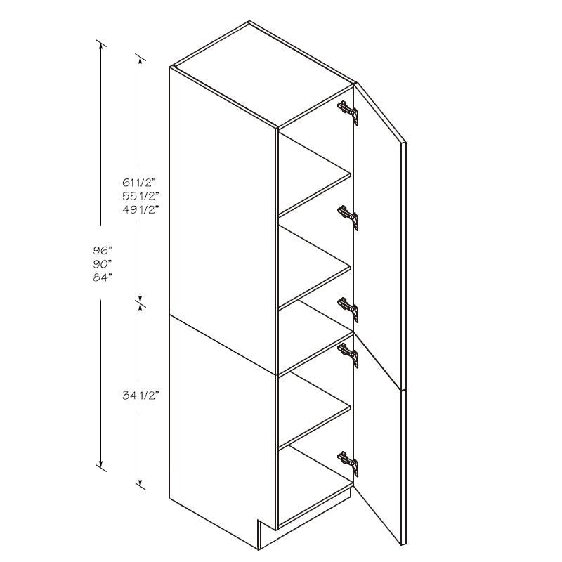 Domain Cabinets WWP1861-FLS-IN Frameless Lucca Slab 18" x 61" With 1 Door and 2 Shelves Light Brown Wooden Single Pantry Cabinet
