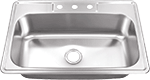 Drop In Large Single Bowl 33" Stainless Steel Kirchen Sink with 1 Hole by Chemcore Industries