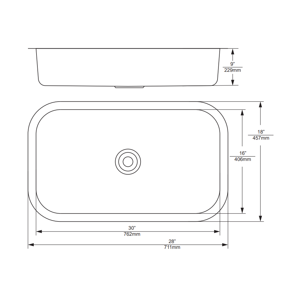 Duko Puer 30" x 18" Stainless Steel Single Bowl Undermount Sink
