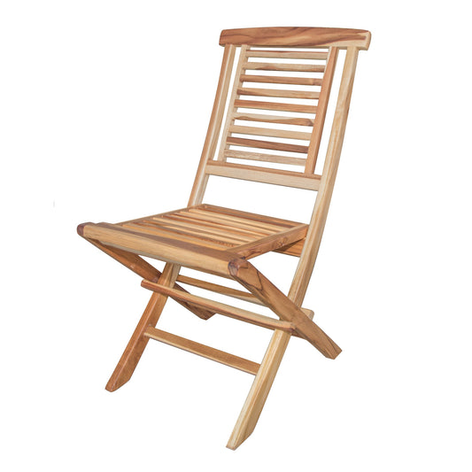 EcoDecors MidCentury 35" Solid Teak Wood Folding Chair in EarthyTeak Finish