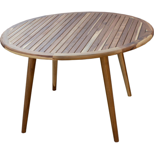 EcoDecors MidCentury 36" Solid Teak Wood Round Dining Table in EarthyTeak Finish