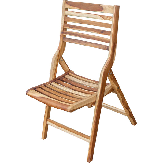 EcoDecors MidCentury Modern 35" Solid Teak Wood Folding Chair in EarthyTeak Finish