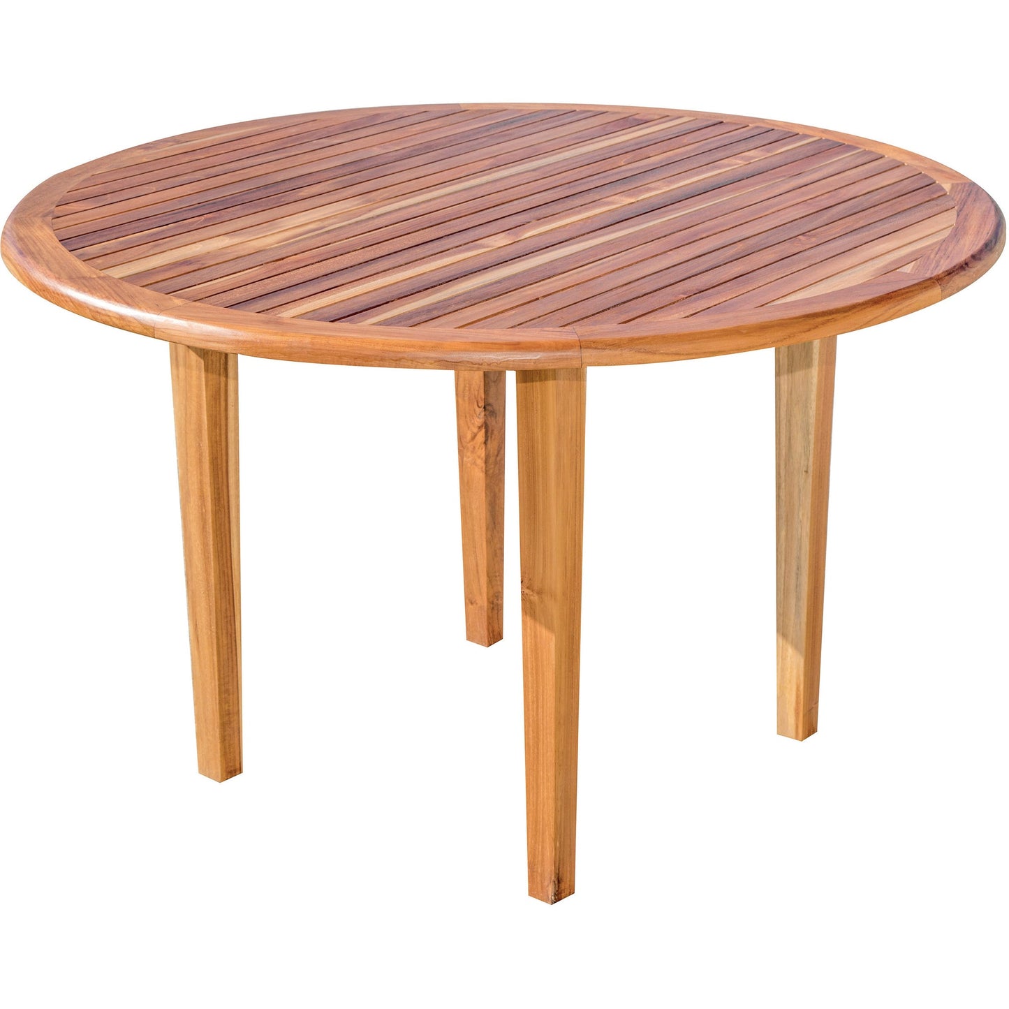 EcoDecors Oasis 48" Solid Teak Wood Round Dining Table in EarthyTeak Finish