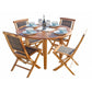 EcoDecors Oasis 48" Solid Teak Wood Round Dining Table in EarthyTeak Finish