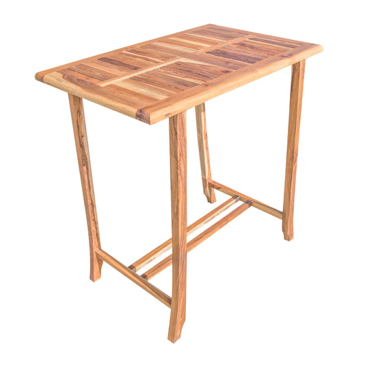 EcoDecors Satori 36" x 40" Solid Teak Wood Wide Rectangular Dining Table in EarthyTeak Finish