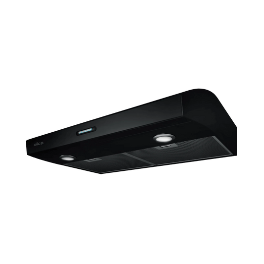 Elica Allasio 30" Black 3-Speed Electronic Push Button Ducted Undercabinet Range Hood With Blue Illumination Controls & LED Lights