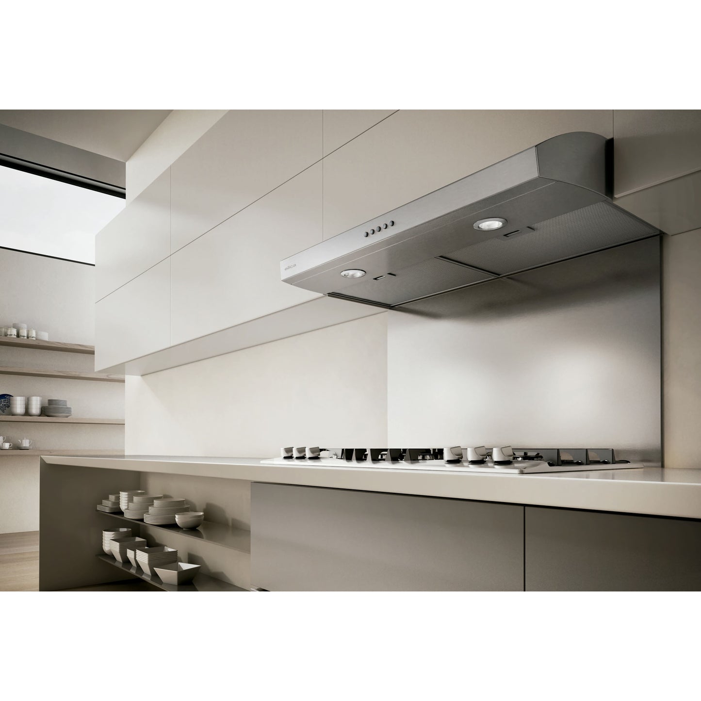 Elica Allasio 30" Stainless Steel 3-Speed Electronic Push Button Undercabinet Range Hood With White Illumination Controls & LED Lights