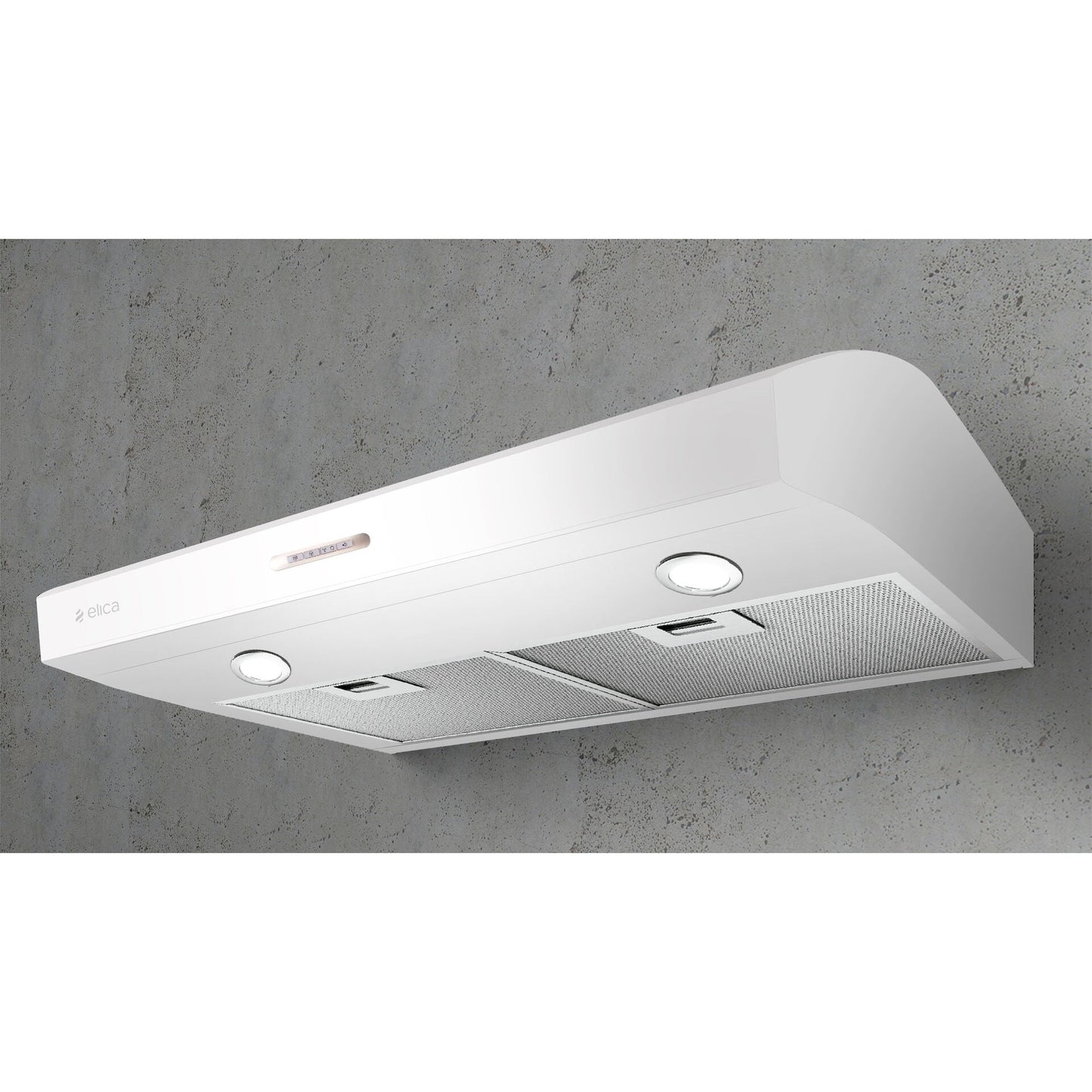 Elica Allasio 30" White 3-Speed Electronic Push Button Ducted Undercabinet Range Hood With Blue Illumination Controls & LED Lights
