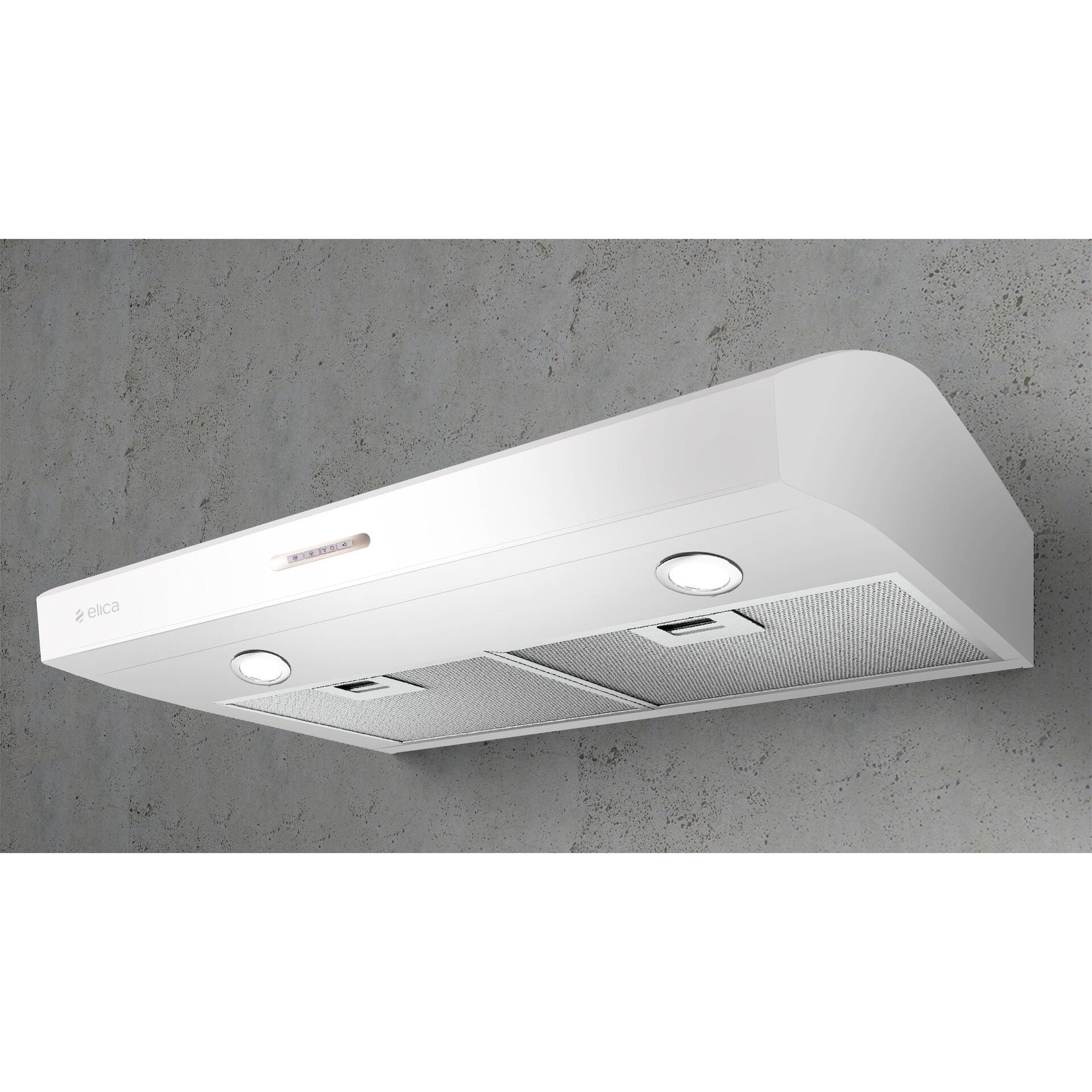 Elica Allasio 30" White 3-Speed Electronic Push Button Ducted Undercabinet Range Hood With Blue Illumination Controls & LED Lights