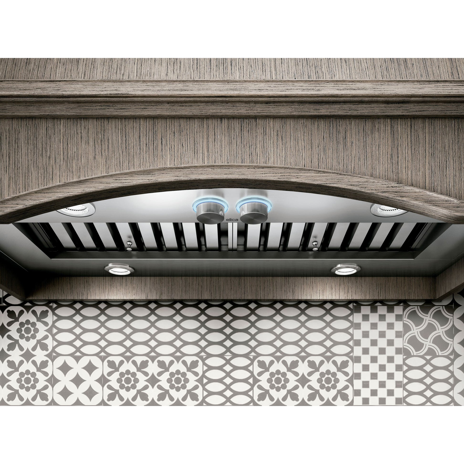 Elica Arezzo 34" 600 CFM Stainless Steel 4-Speed Retractable Rotating Knobs Insert Range Hood