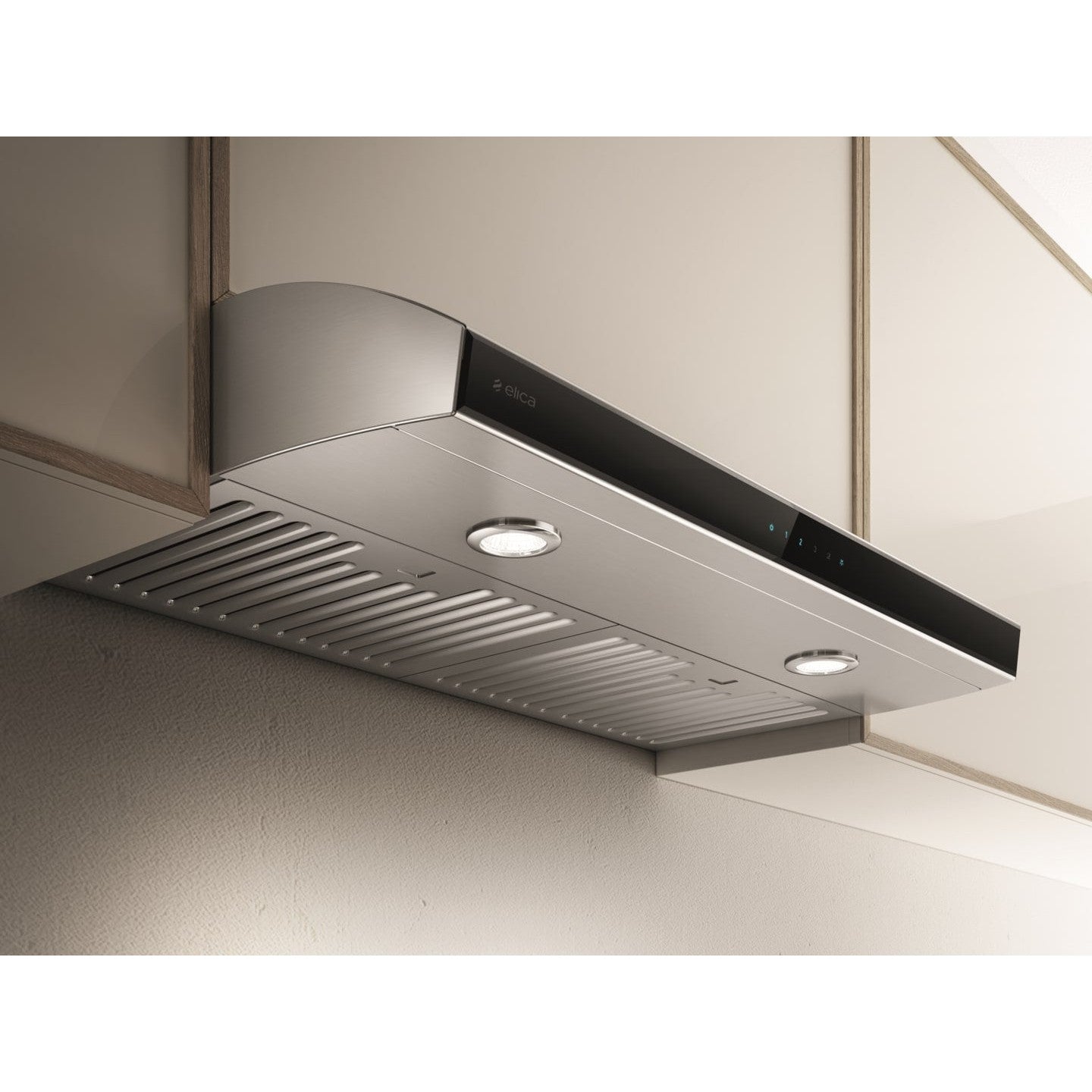 Elica Aria 36" Stainless Steel 4-Speed Capacitive Touch Control Ducted Undercabinet Range Hood With Black Tempered Glass & Premium Dimmable LED Lights