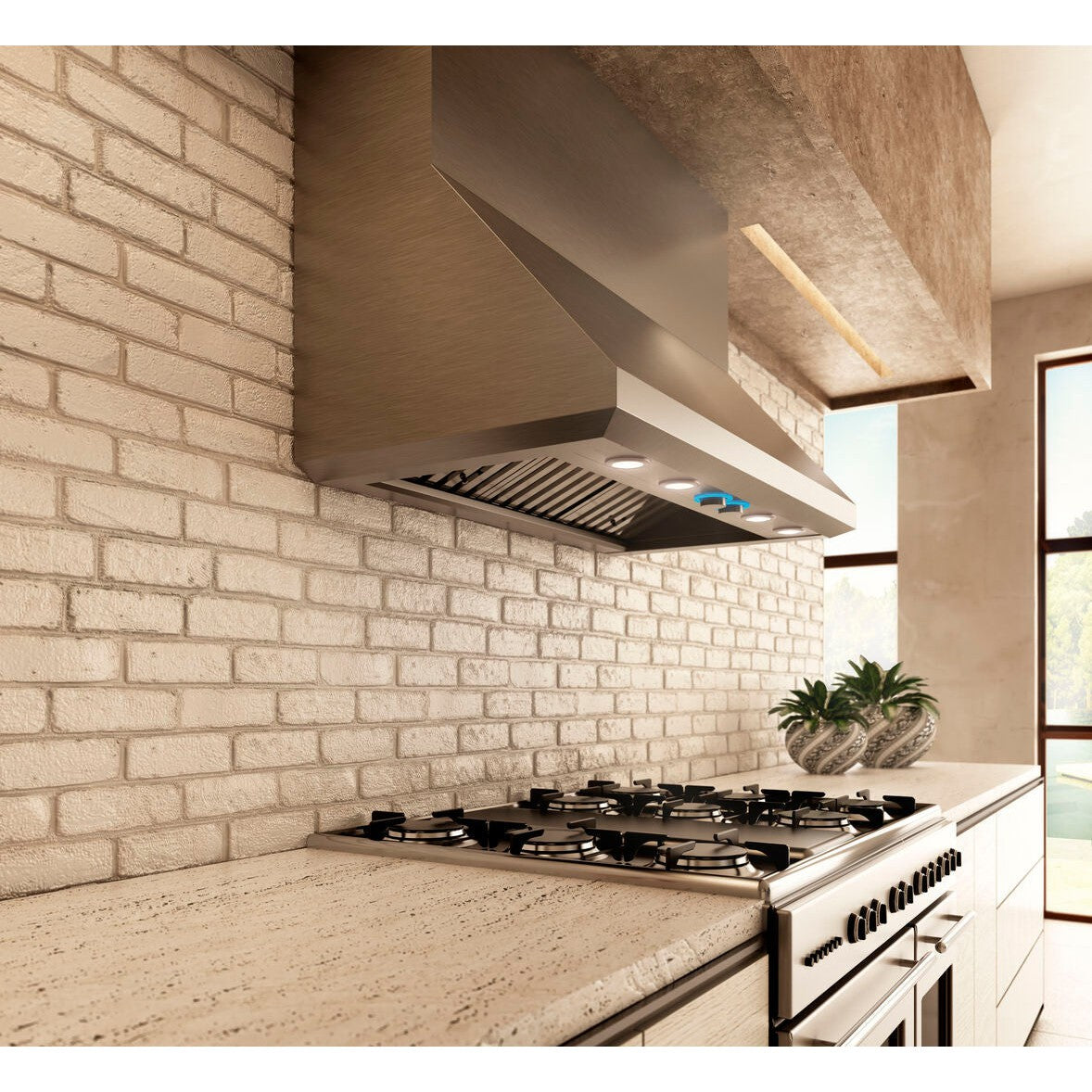 Elica Calabria 36" Stainless Steel 1200 CFM 4-Speed Rotating Knobs Wall Mount Range Hood