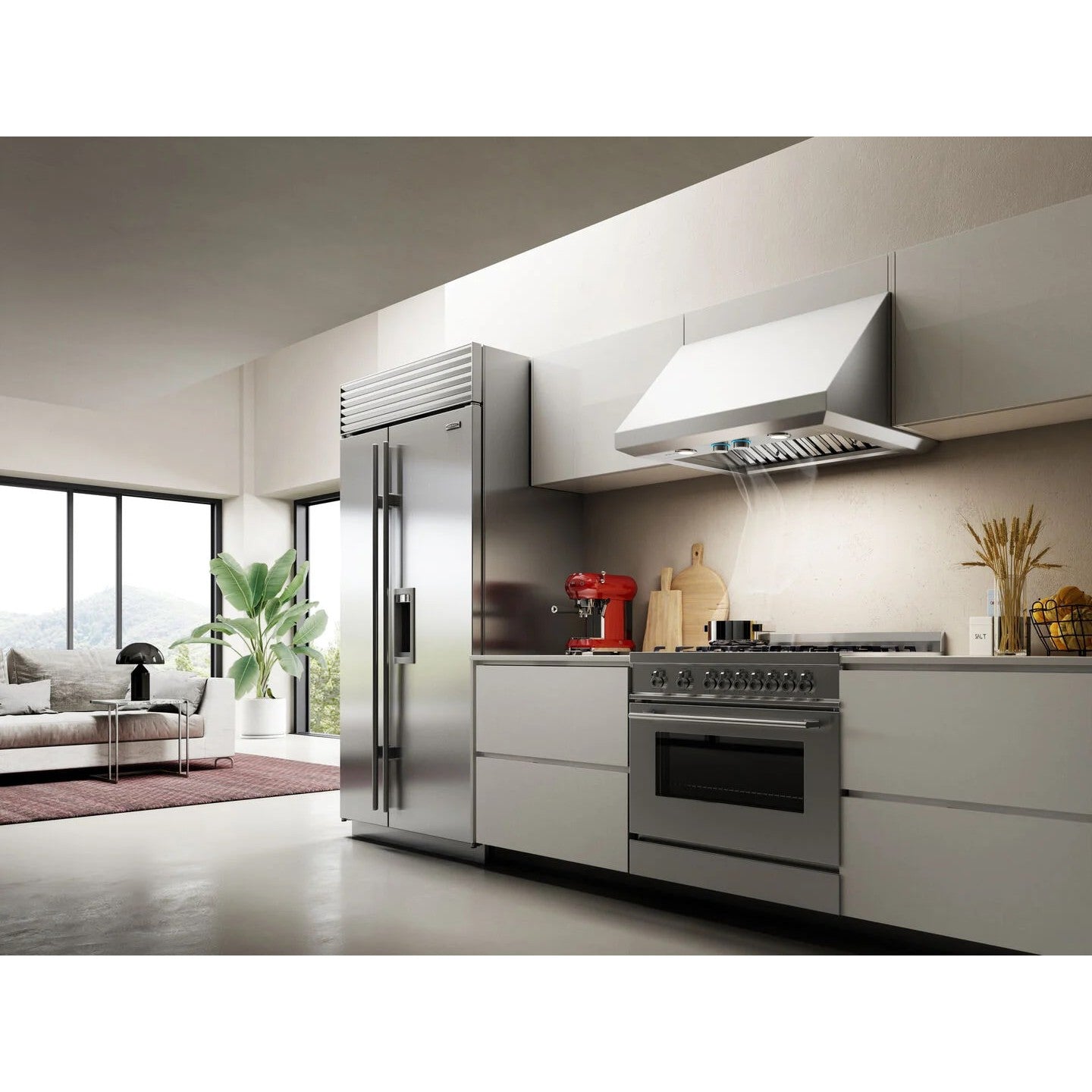 Elica Calabria 48" Stainless Steel 1200 CFM 4-Speed Rotating Knobs Wall Mount Range Hood