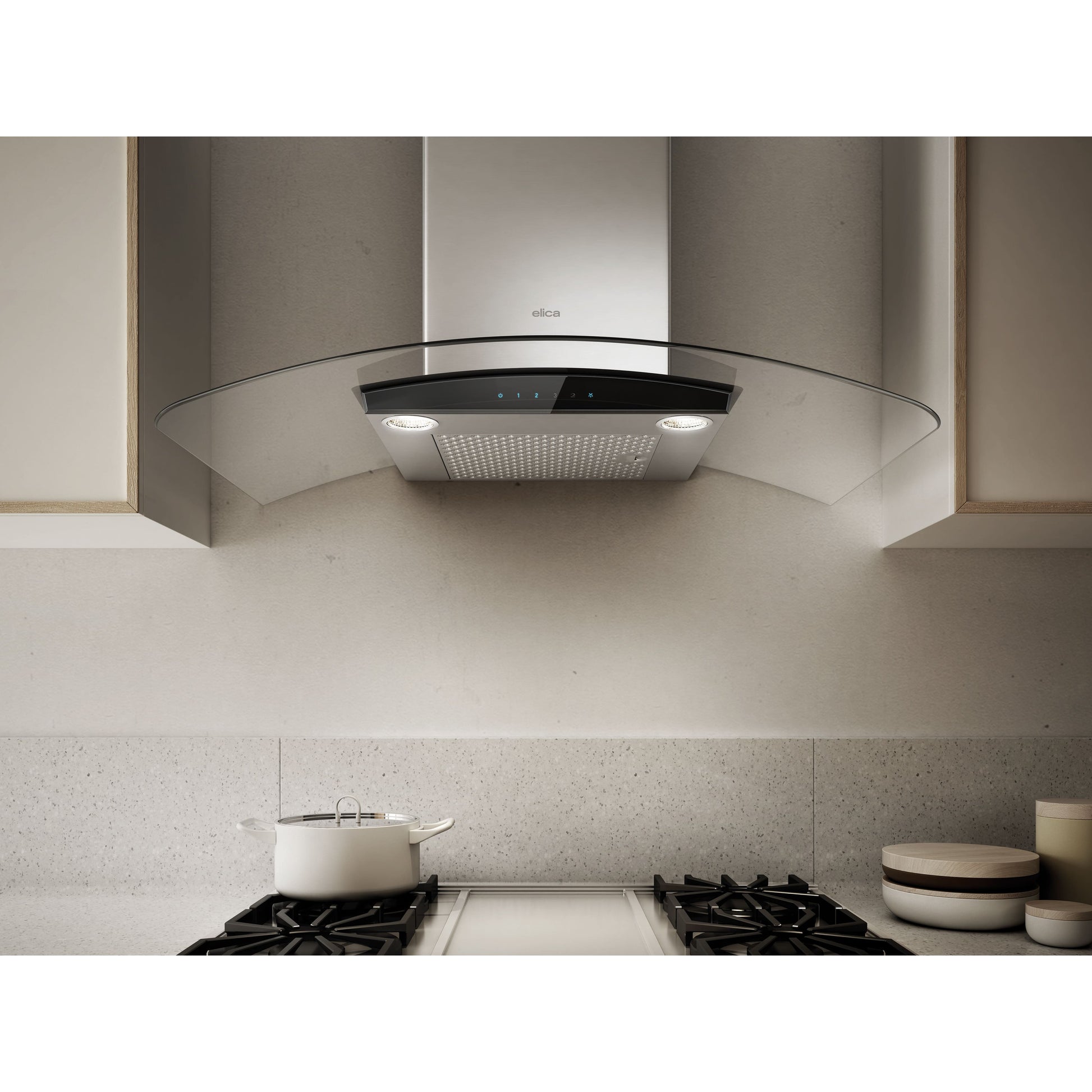 Elica Como 30" Stainless Steel & Black Tempered Glass 3-Speed Capacitive Touch Wall Mount Range Hood