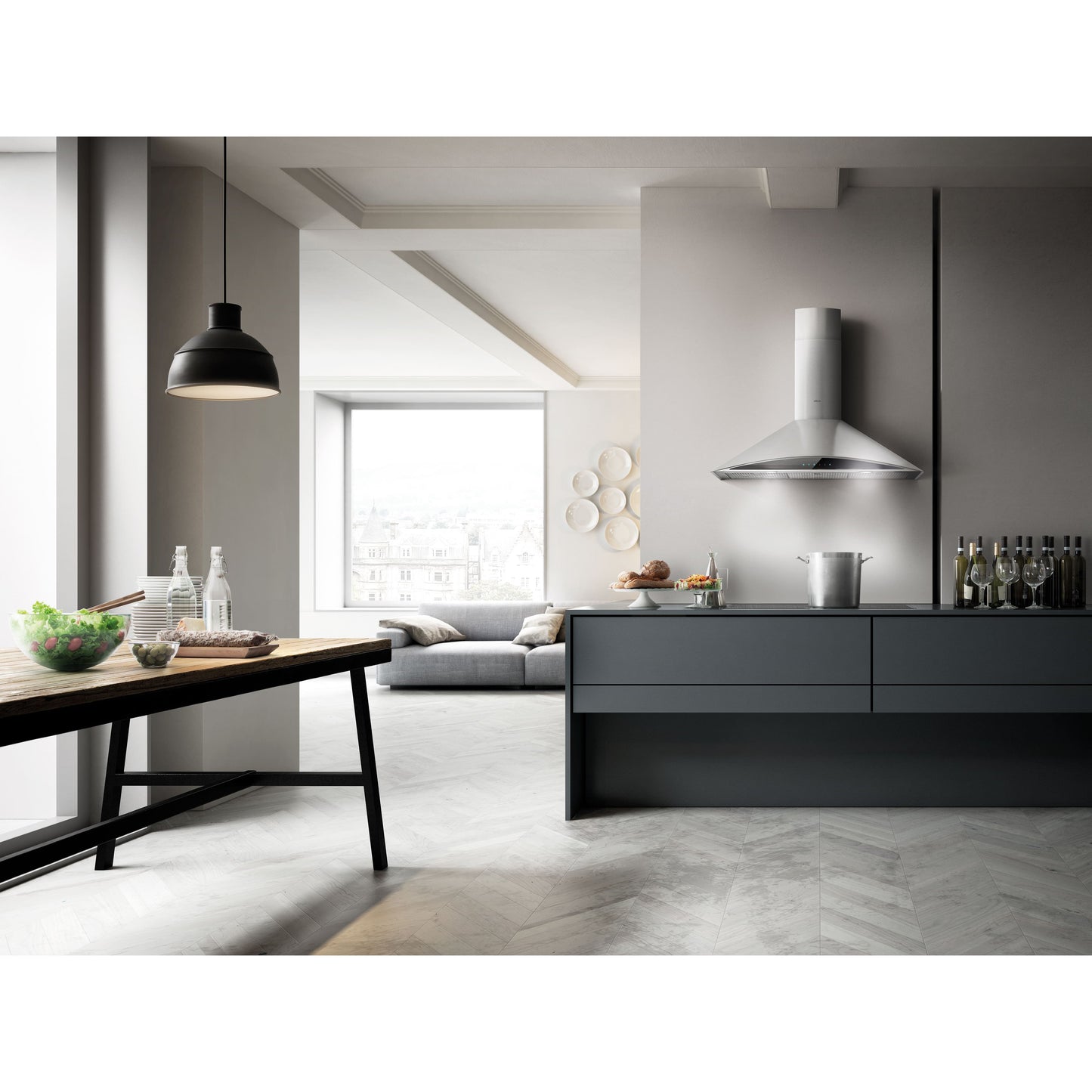 Elica Foglia 30" Stainless Steel & Black Glass 3-Speed Capacitive Touch Wall Mount Range Hood