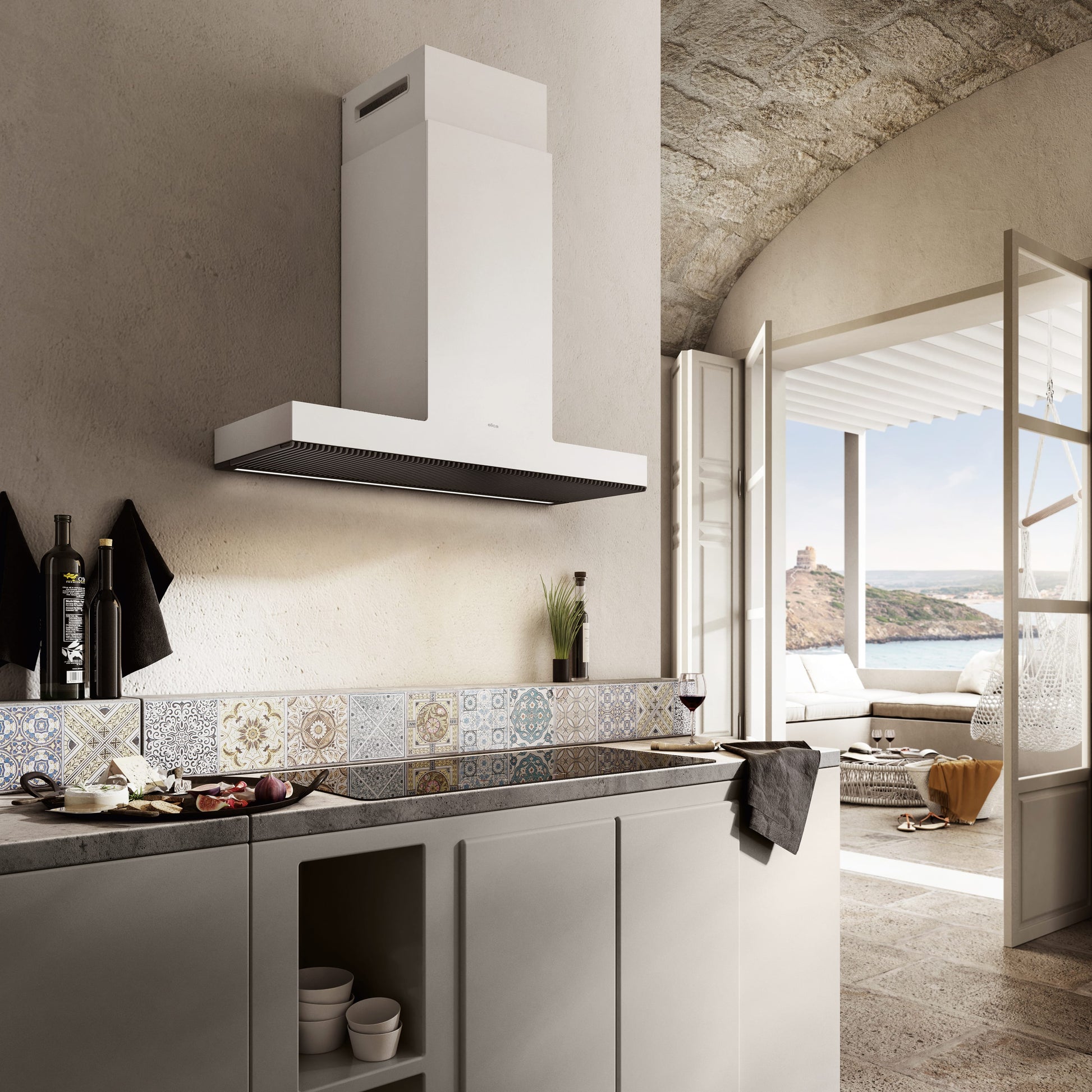 Elica Haiku 36" White Krion 3-Speed Sensitive Touch Wall Mount Range Hood