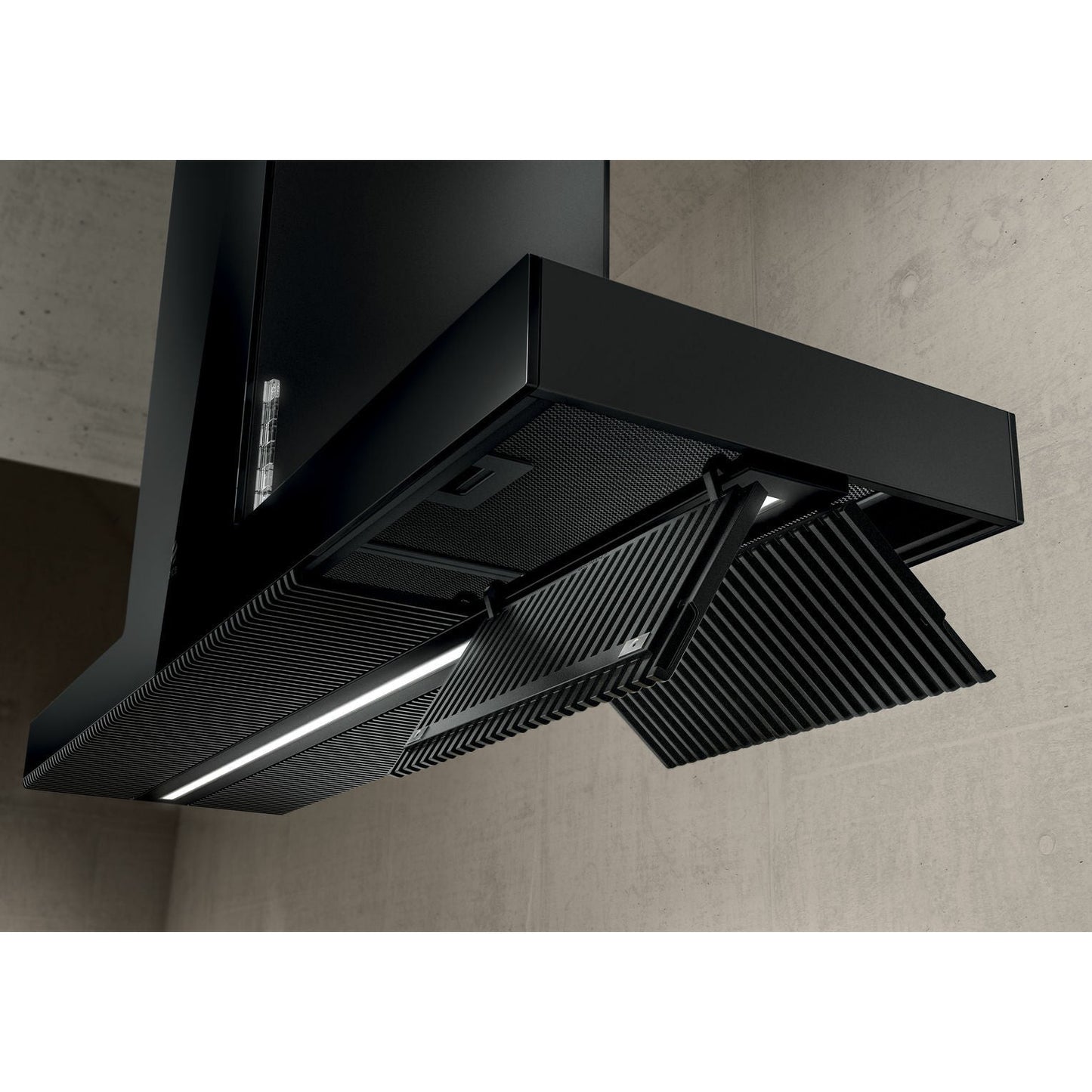 Elica Haiku Island 48" Ultra Translucent Black 3-Speed Sensitive Touch Glass Island Range Hood