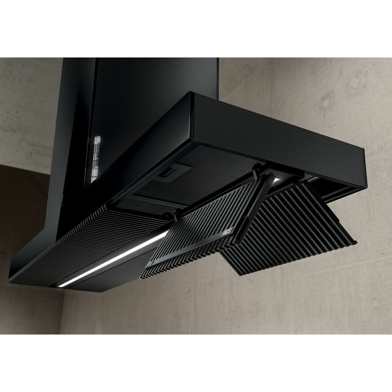Elica Haiku Island 48" Ultra Translucent Black 3-Speed Sensitive Touch Glass Island Range Hood