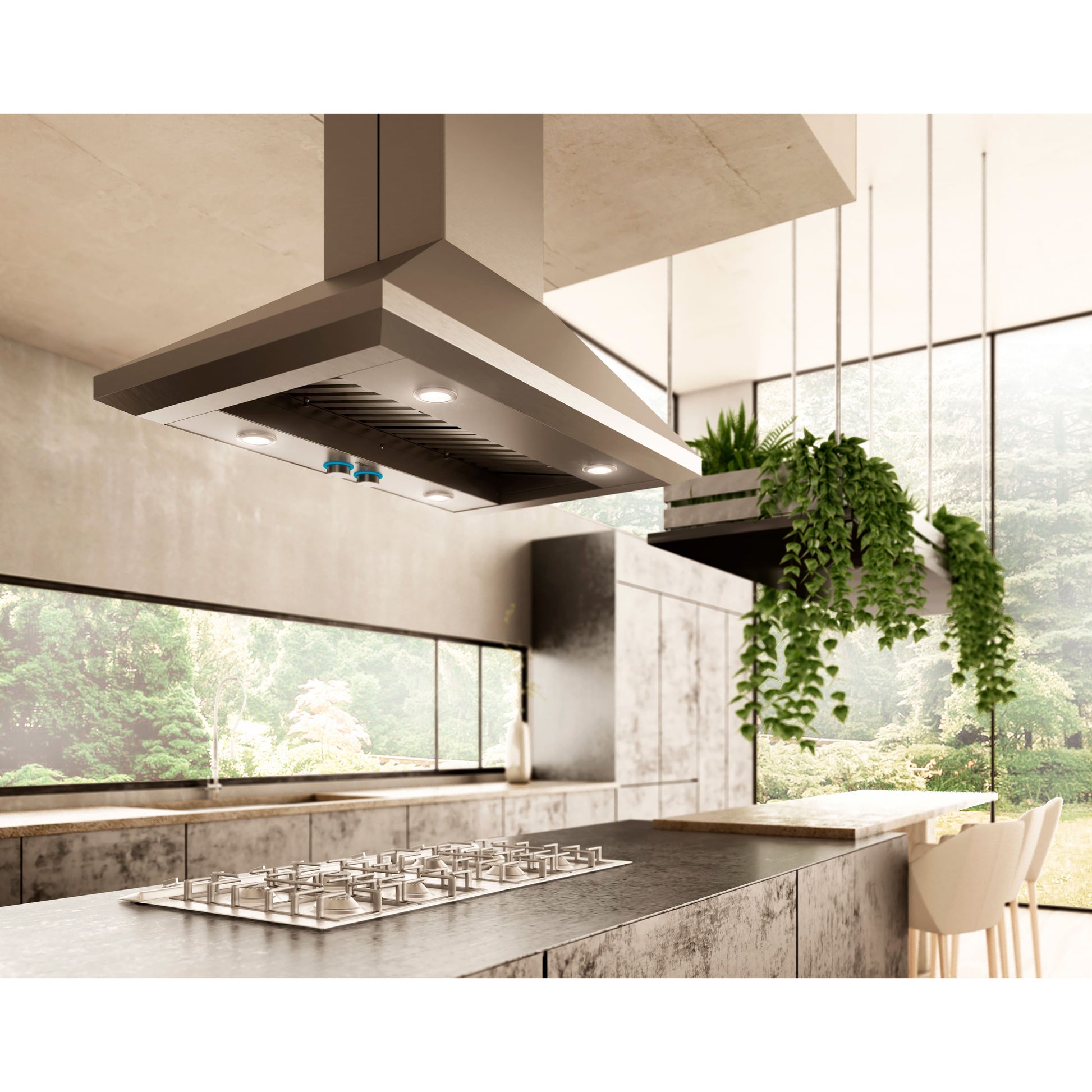 Elica Leone 48" Stainless Steel 1200 CFM 4-Speed Rotating Knobs Wall Mount Range Hood