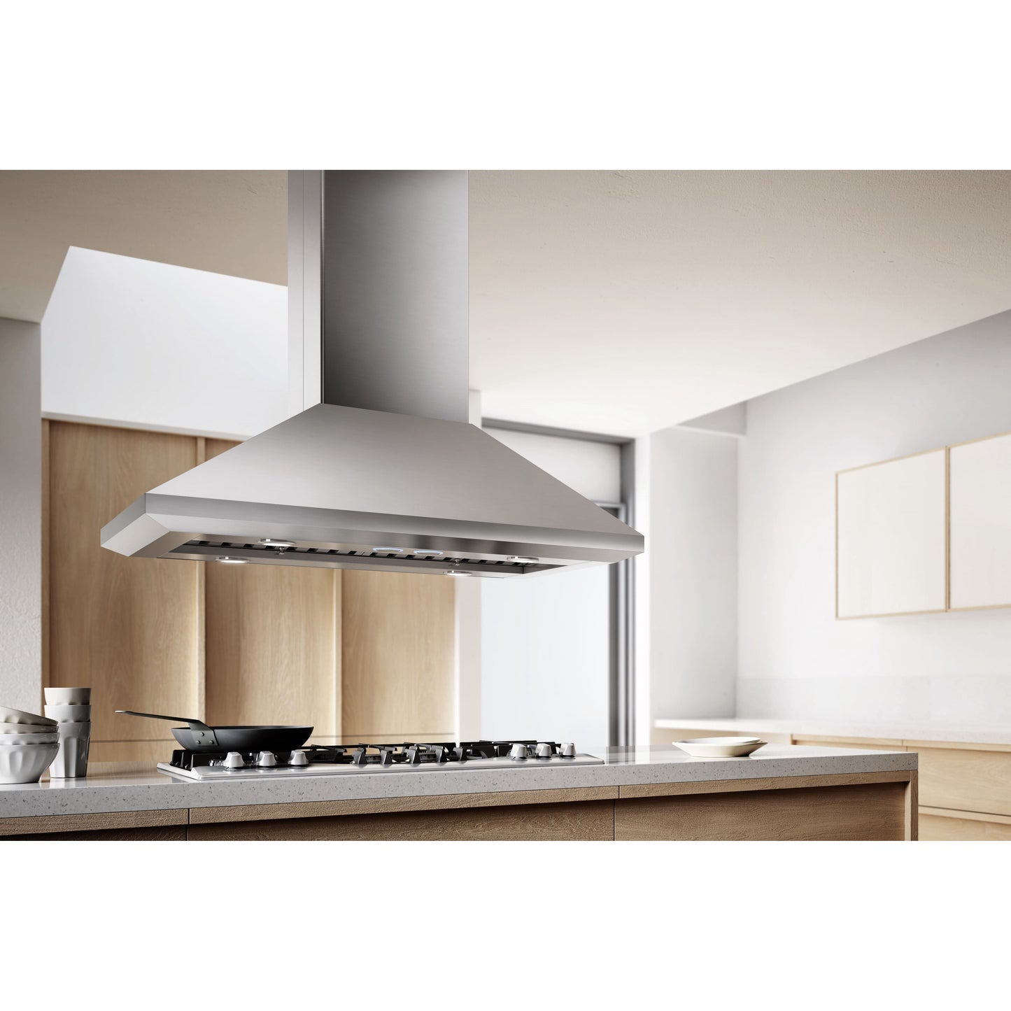 Elica Leone Island 36" Stainless Steel 4-Speed Retractable Knobs Island Range Hood