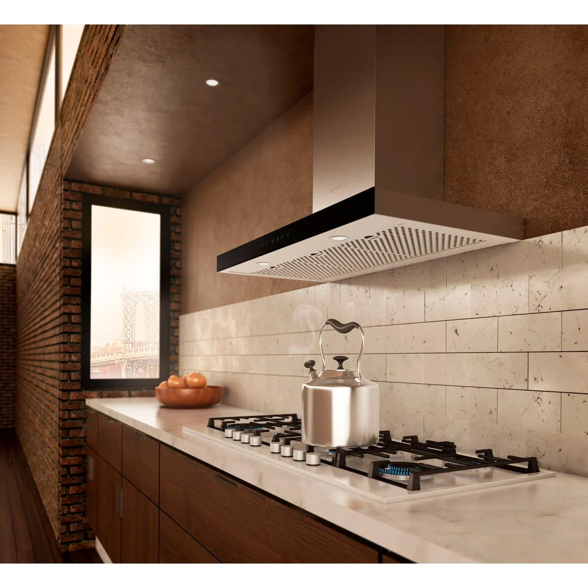 Elica Mezzano 30" Stainless Steel & Black Glass 3-Speed Capacitive Touch Wall Mount Range Hood