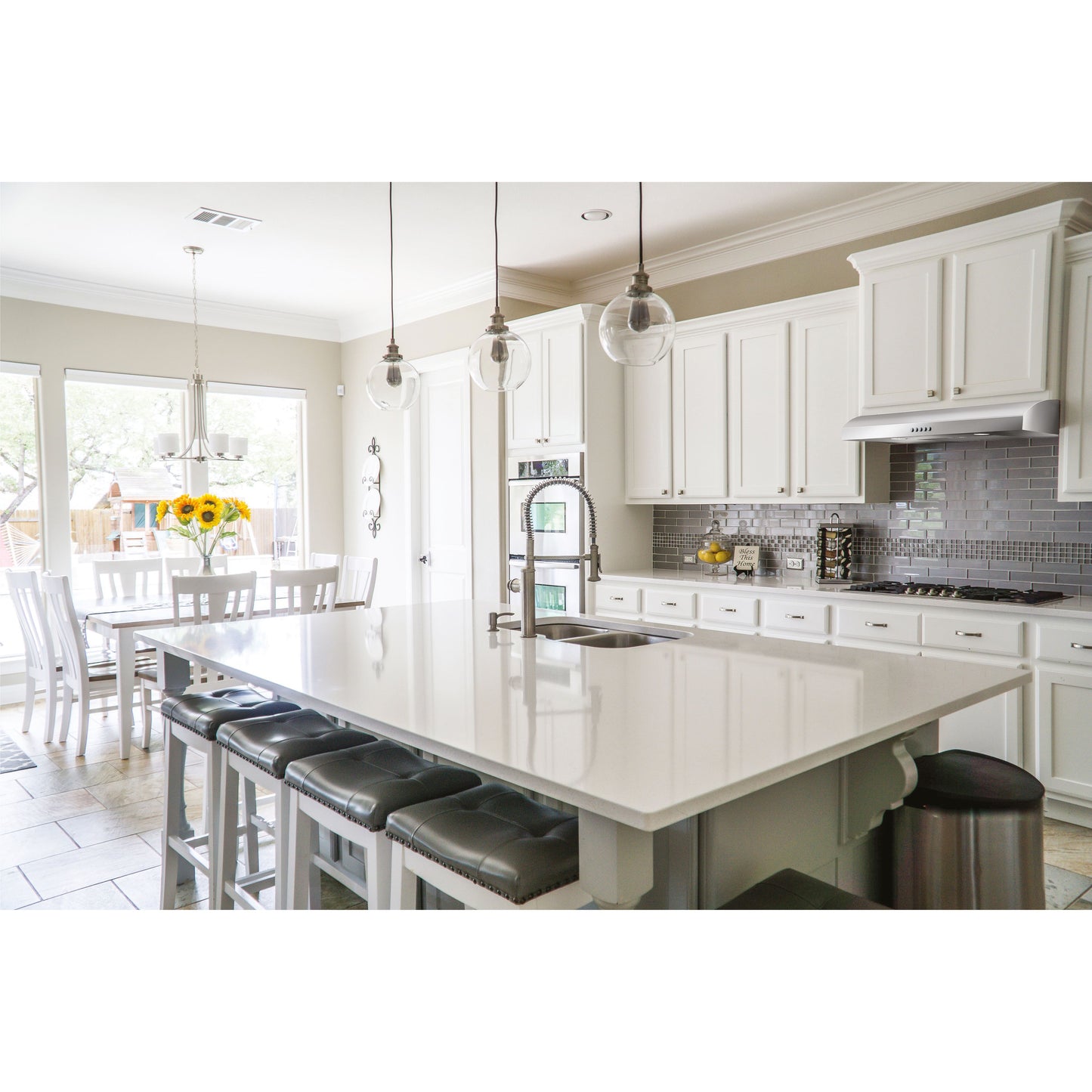 Elica Nemi 30" Stainless Steel 3-Speed Electronic Push Button Ducted Undercabinet Range Hood With White Illumination Controls & LED Lights