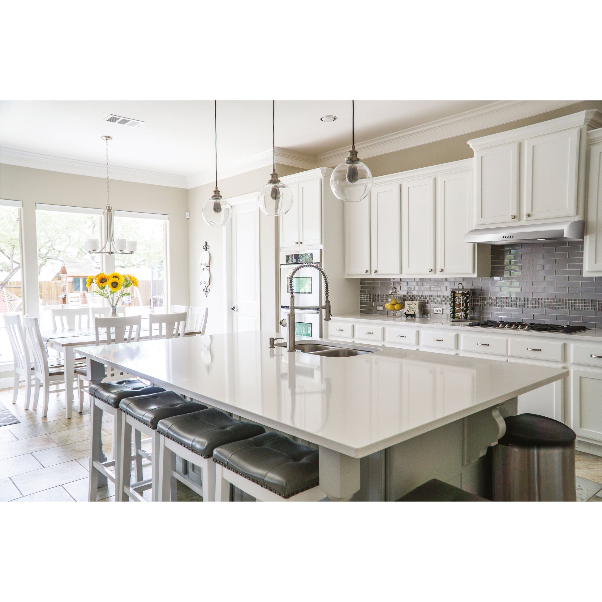 Elica Nemi 36" Stainless Steel 3-Speed Electronic Push Button Ducted Undercabinet Range Hood With White Illumination Controls & LED Lights