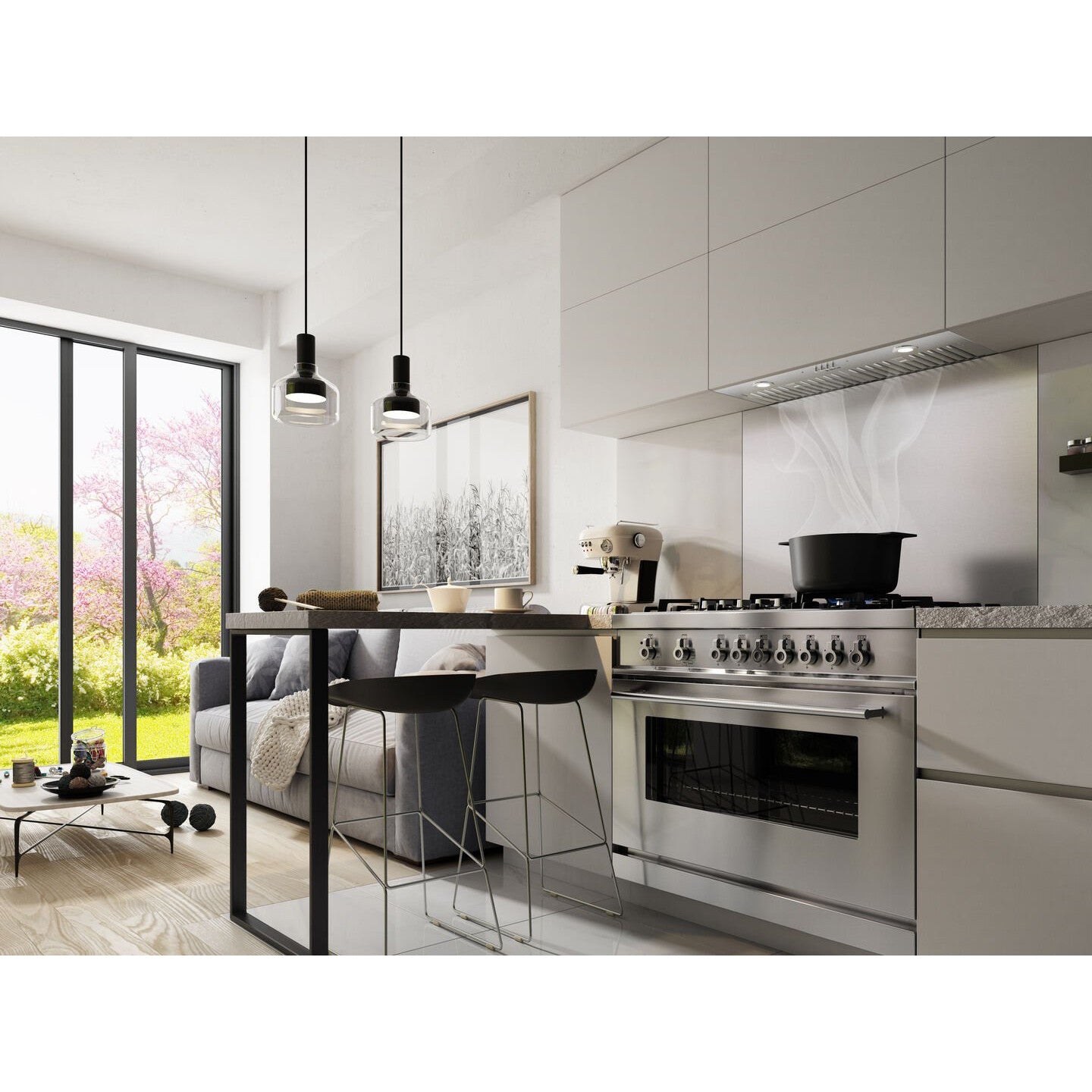 Elica Palermo 34" Stainless Steel 3-Speed Push Buttons Insert Range Hood