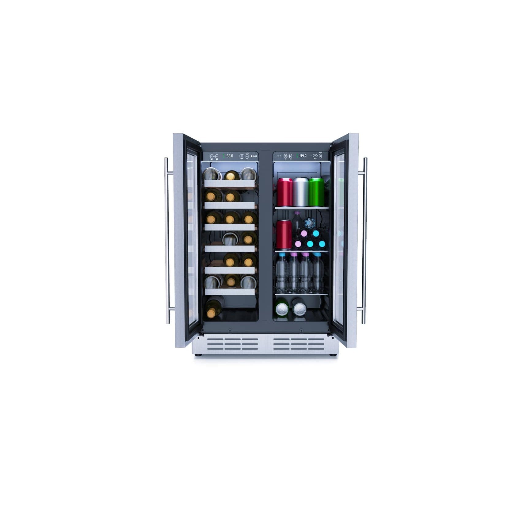Elica Riserva 4.8 cu ft 24" French Door Dual Zone Beverage and Wine Center