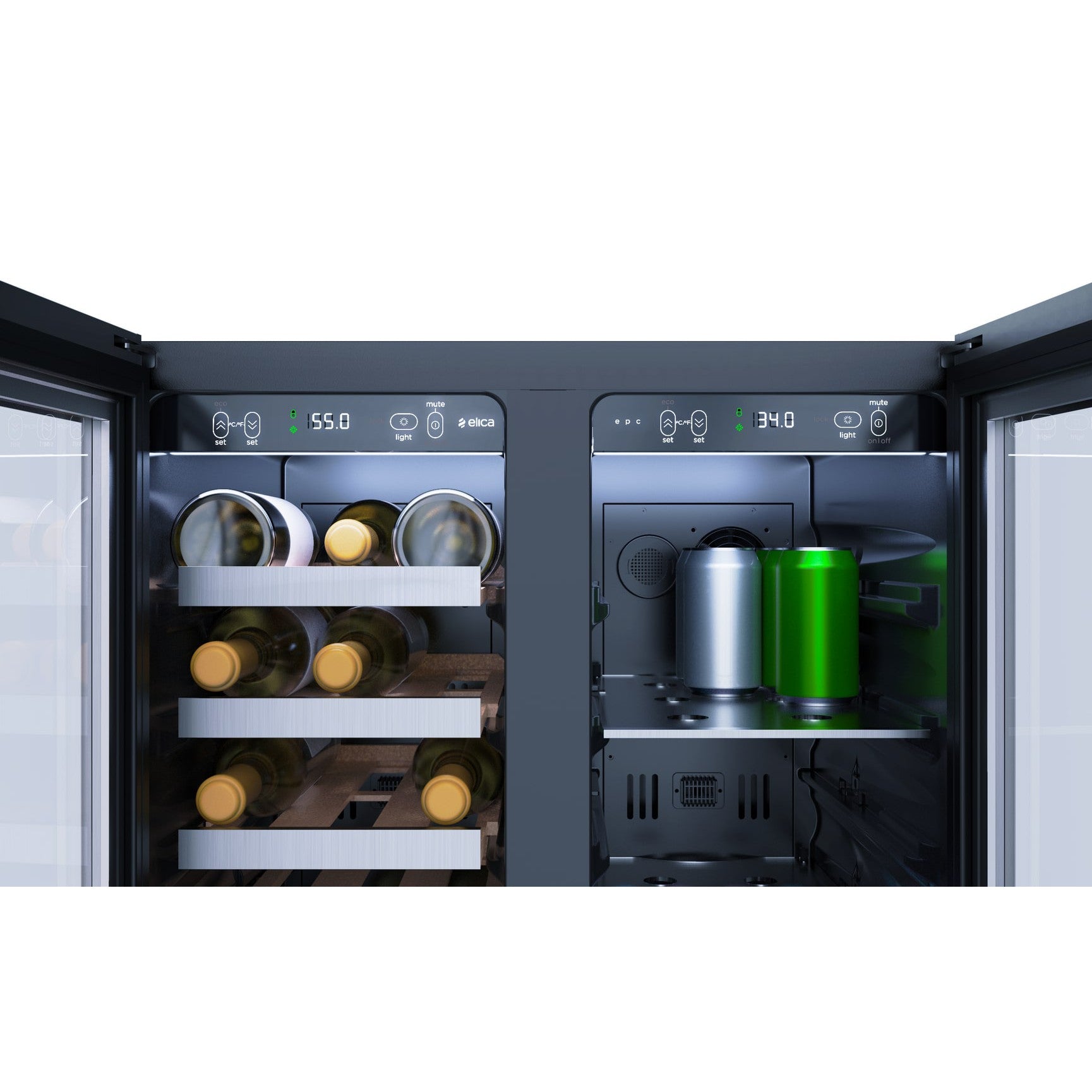Elica Riserva 4.8 cu ft 24" French Door Dual Zone Beverage and Wine Center