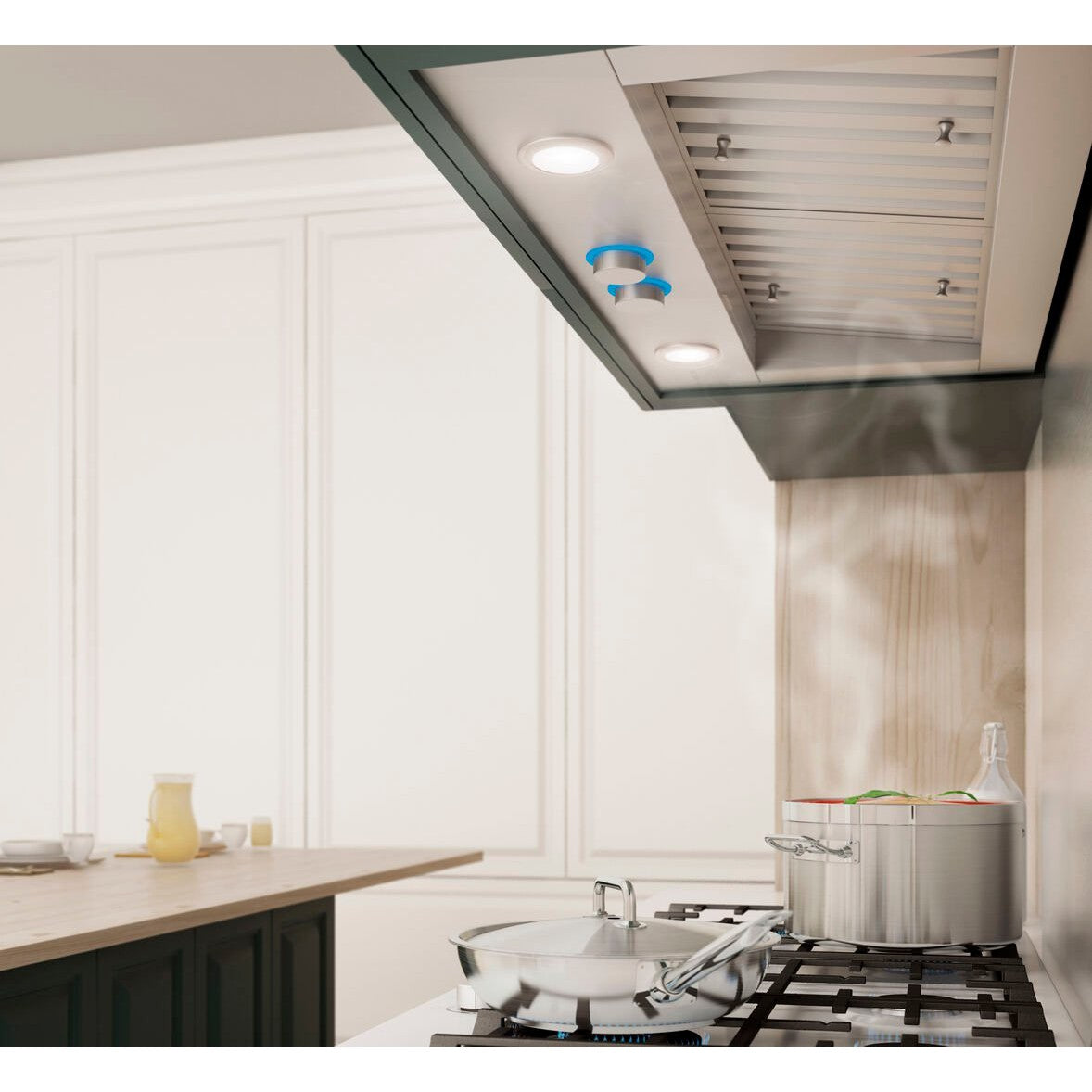 Elica Trento 46" Stainless Steel 4-Speed Retractable Rotating Knobs Insert Range Hood