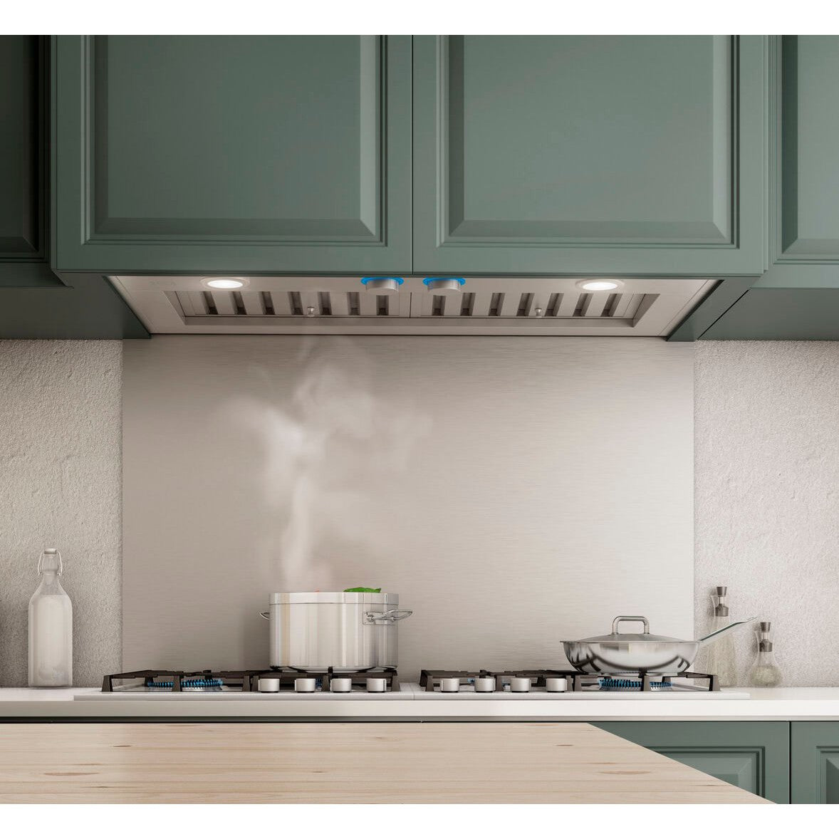 Elica Trento 46" Stainless Steel 4-Speed Retractable Rotating Knobs Insert Range Hood