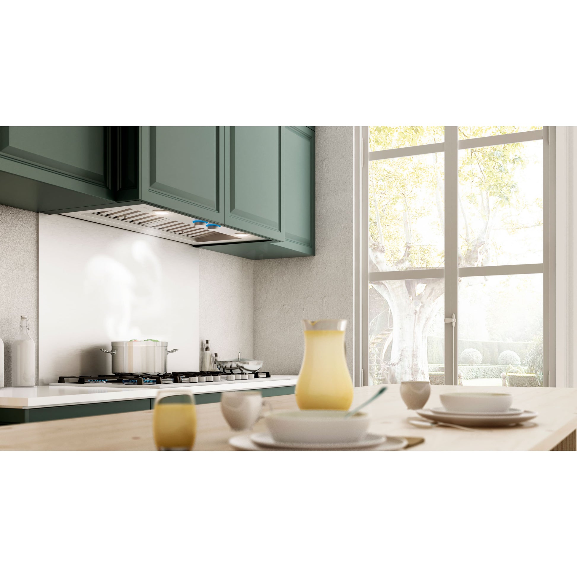 Elica Trento 46" Stainless Steel 4-Speed Retractable Rotating Knobs Insert Range Hood