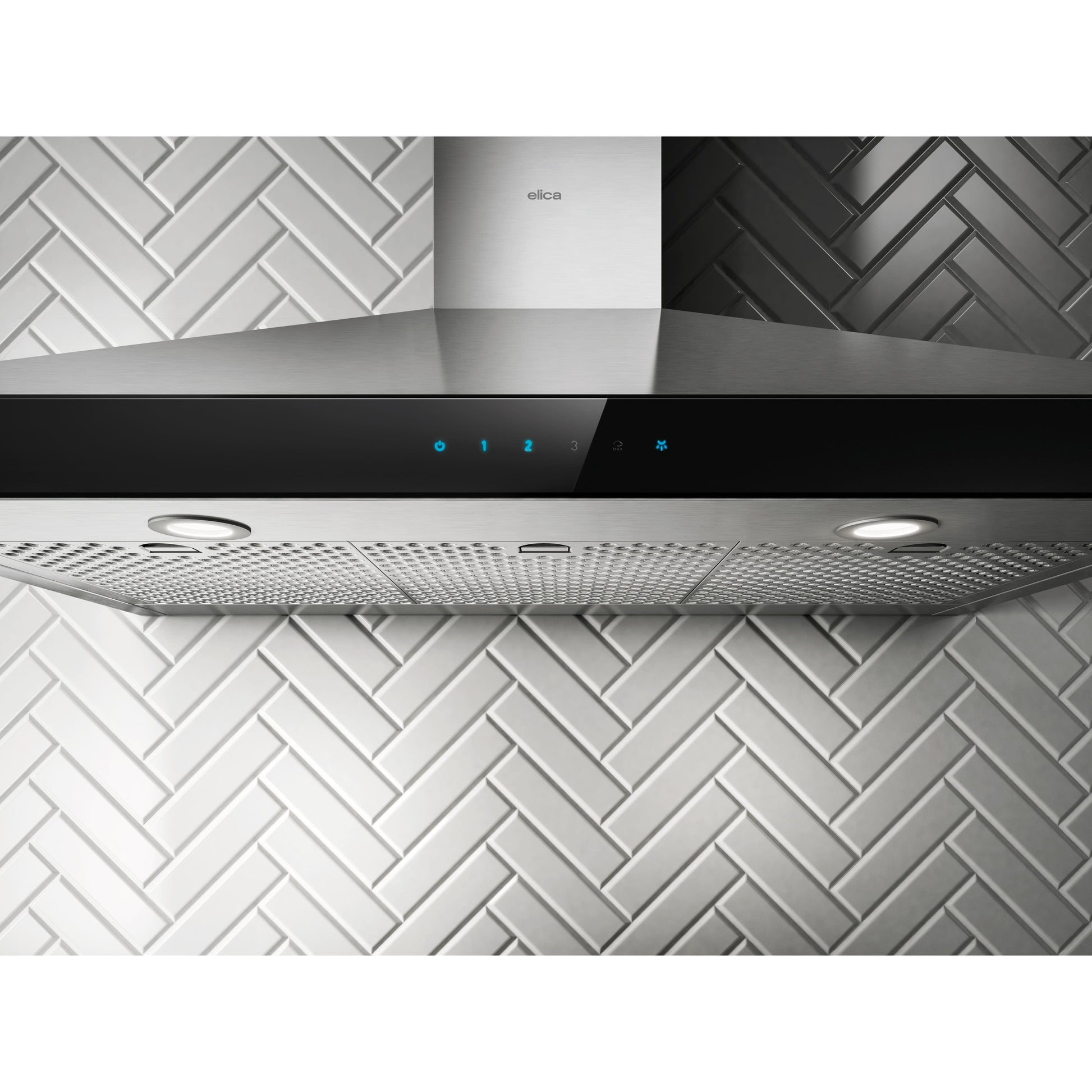 Elica Varna 36" Black Stainless Steel & Black Glass 3-Speed Capacitive Touch Wall Mount Range Hood