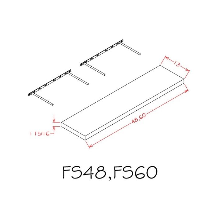 Euro Cafe 48" Floating Wall Shelf