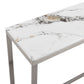 Finesse Decor Aristo Luxe Chrome Iron Metal Frame Faux Marble Top Console Table