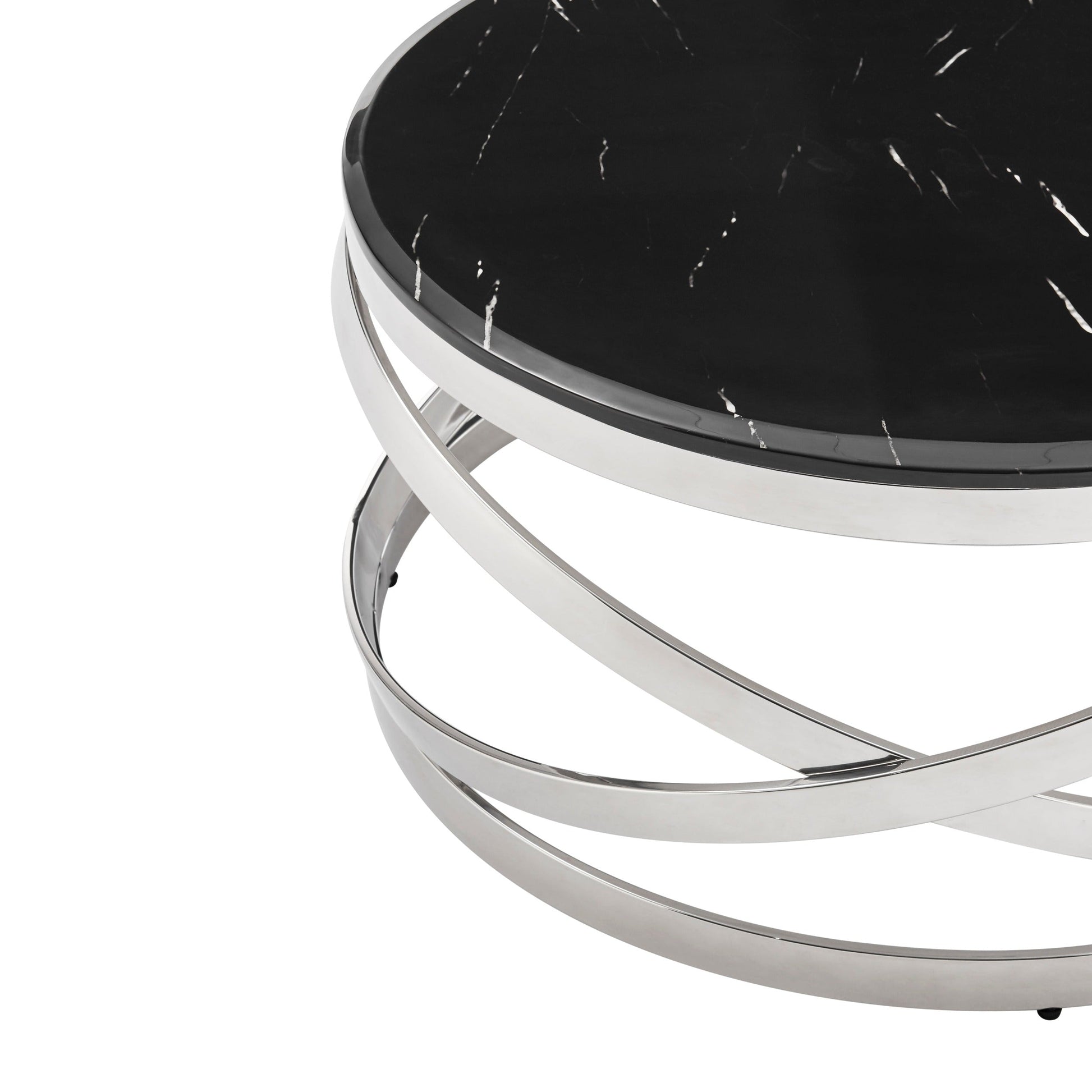Finesse Decor Aurora Chic Chrome and Marble Finish Coffee Table