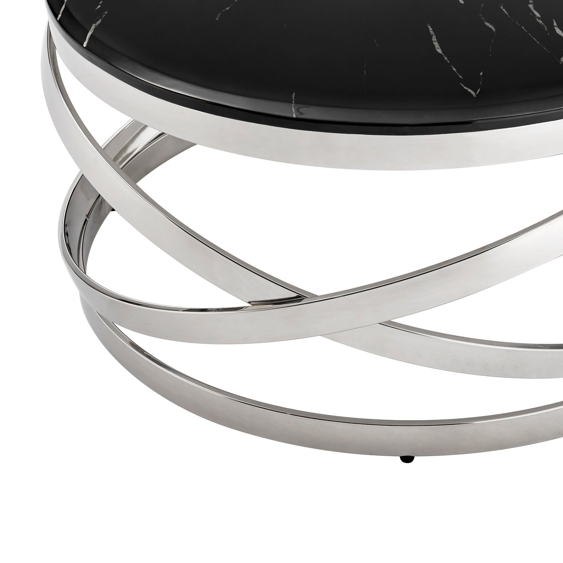 Finesse Decor Aurora Chic Chrome and Marble Finish Coffee Table