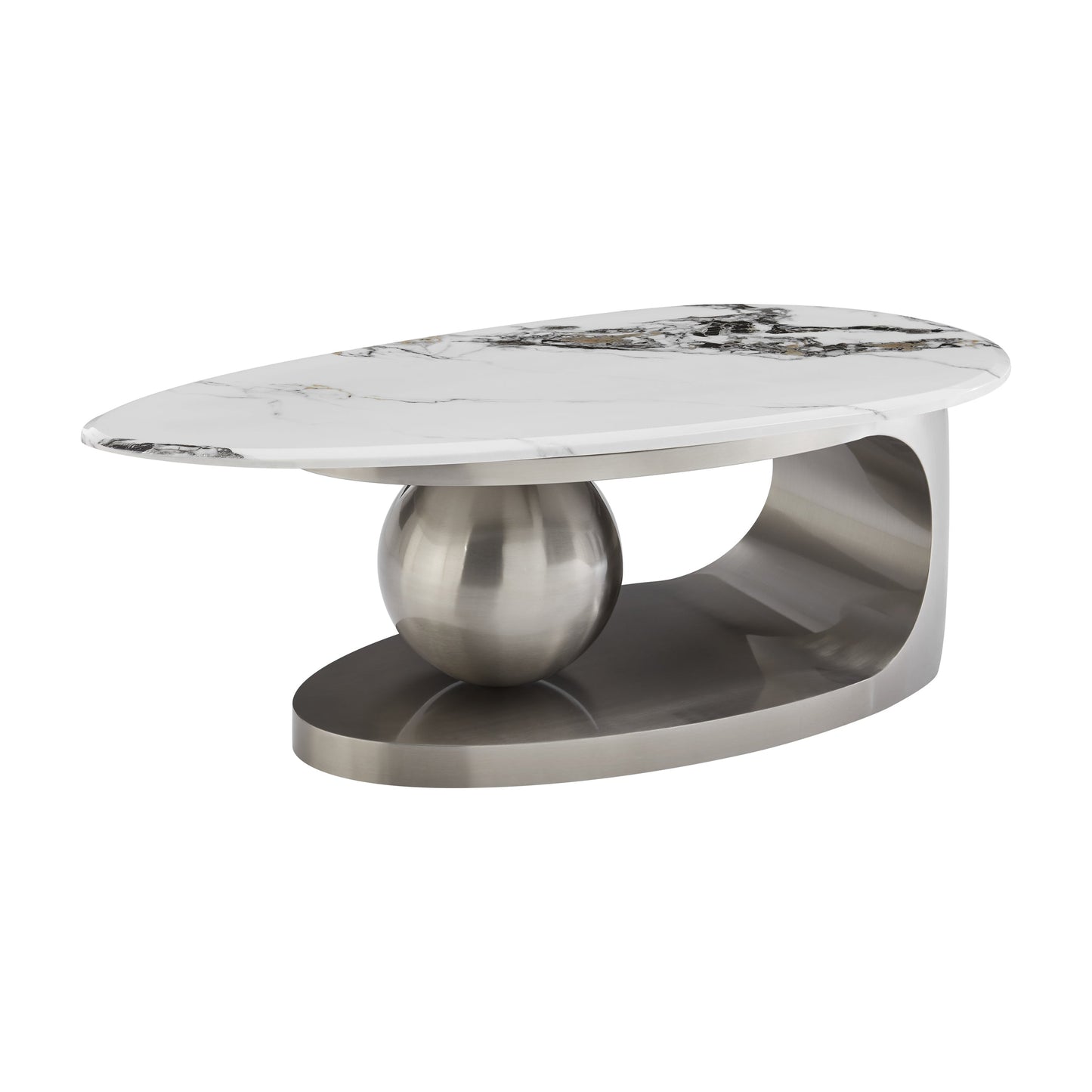 Finesse Decor Celestia Silver Marble Form Coffee Table