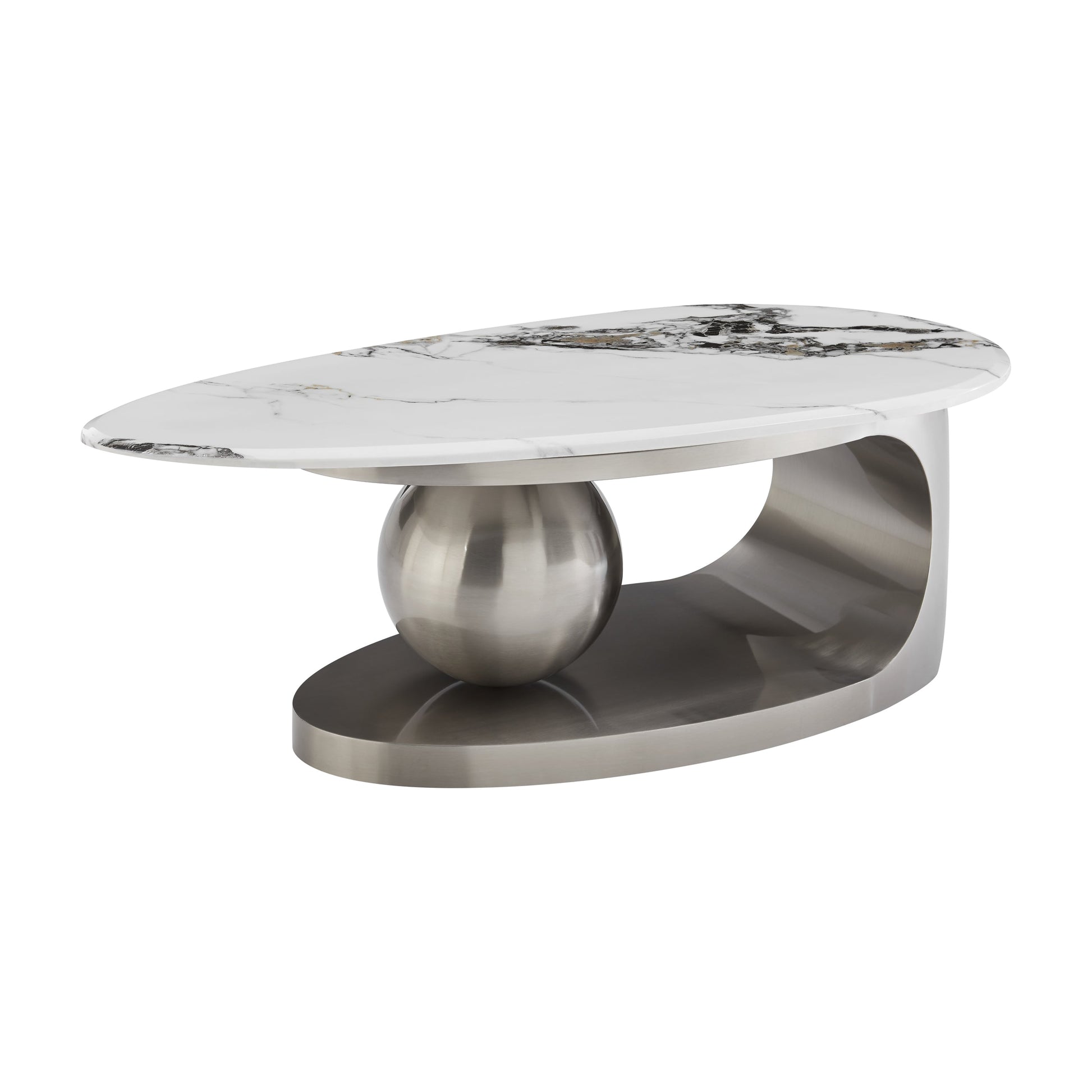 Finesse Decor Celestia Silver Marble Form Coffee Table